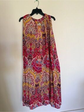 Sleeveless Paisley Maxi Dress in Magenta and Yellow